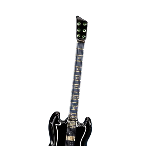 Glass Black Guitar Collectible Figurine with Crystal Accents