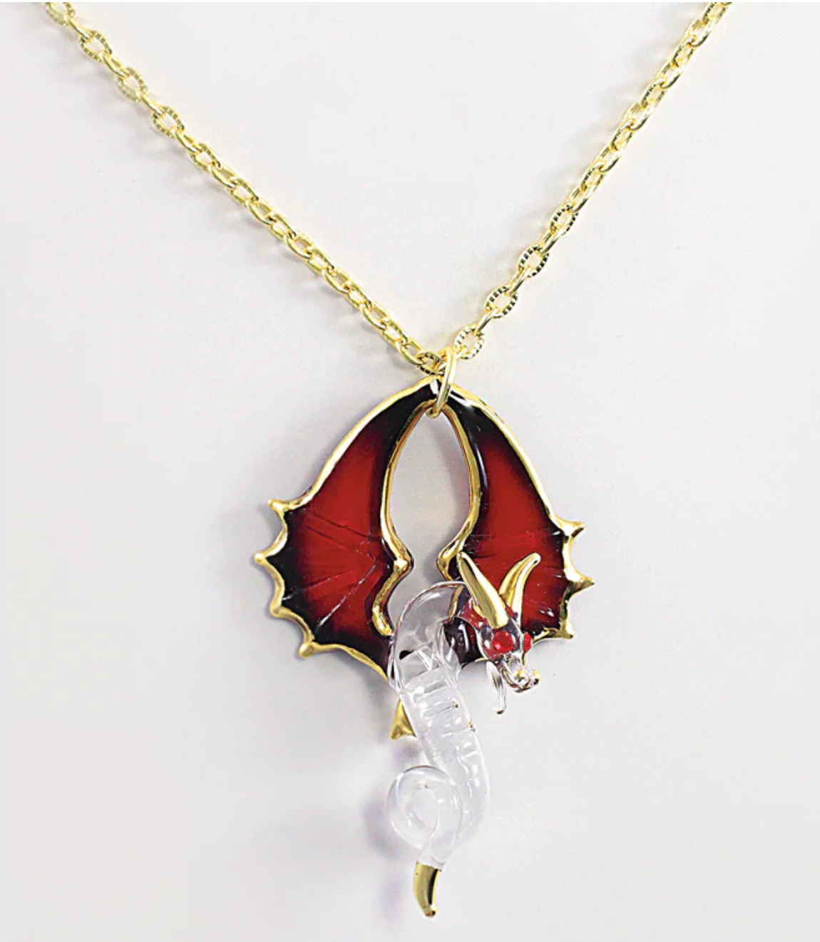 Glass Baron ~ Red Winged Dragon Necklace
