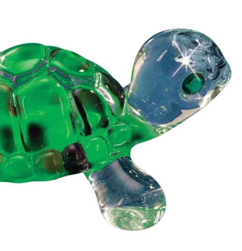 Glass Turtle Figurine Accented with Genuine Crystal Eyes
