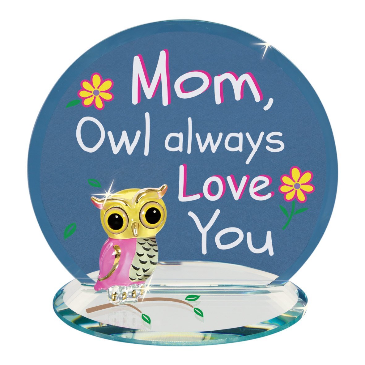 Glass Owl "Mom, Owl Always Love You" Handcrafted Figurine