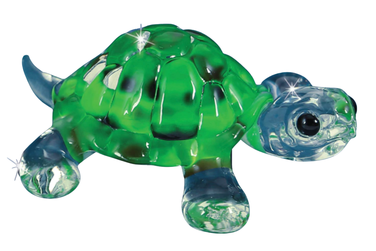 Handcrafted Glass Green Turtle Figurine
