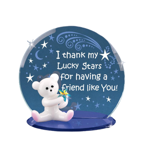 Glass Bear Figurine "Friends" Accented with Genuine Crystals