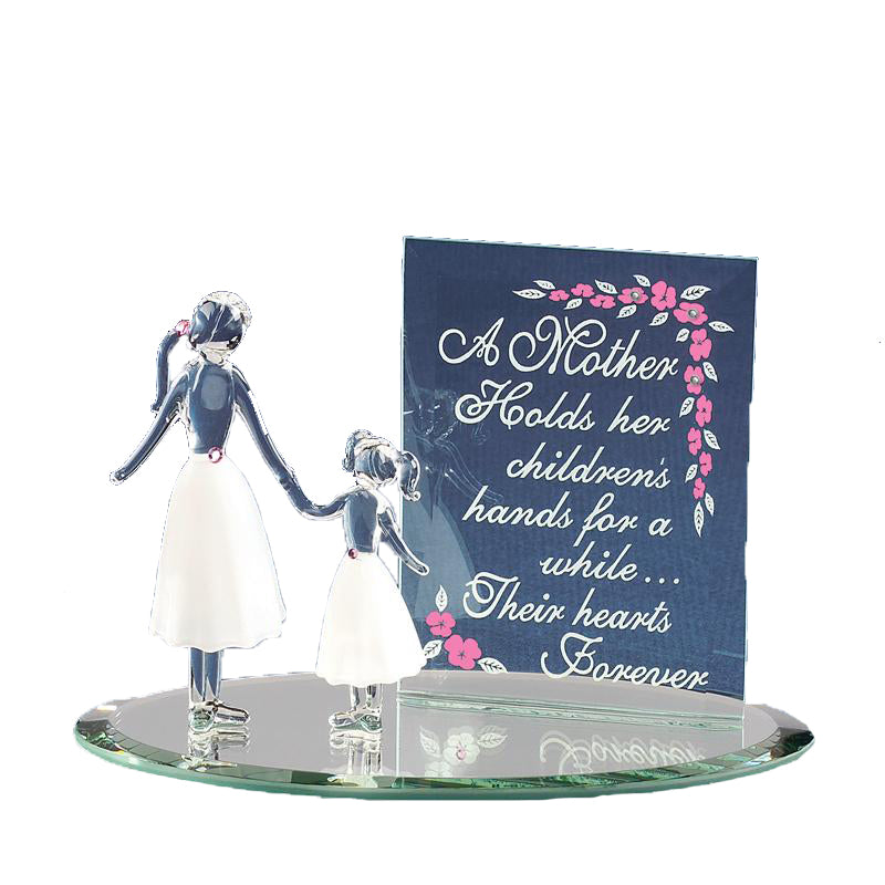 Glass Mother & Child Figurine Accented with Crystals