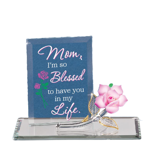 Glass Mom I'm Blessed Figurine with 22kt Gold Accents