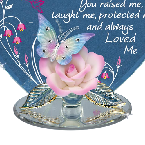 Glass Baron Butterfly and Pink Rose Wonderful Mom Figurine