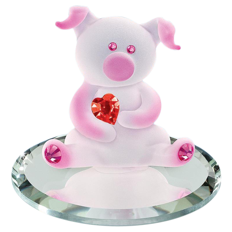 Glass Baron Loveable Pink Pig Figurine