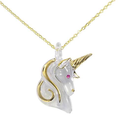 Glass Baron Unicorn Pendant Necklace Accented with Genuine Crystals
