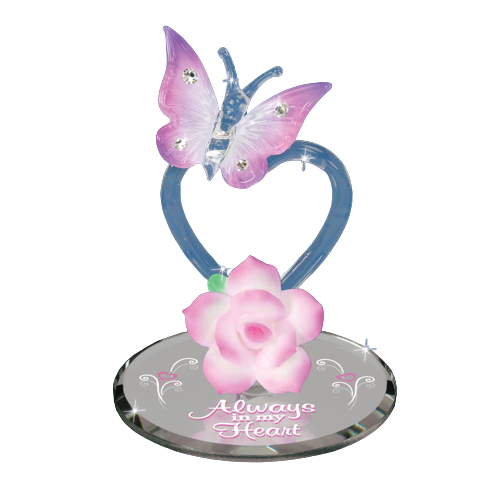 Glass Baron Butterfly Always in My Heart Figurine with Crystals Accents