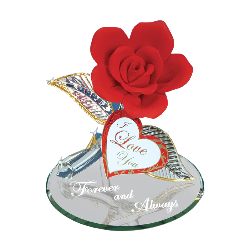 Glass Baron Forever and Always Red Rose Figurine