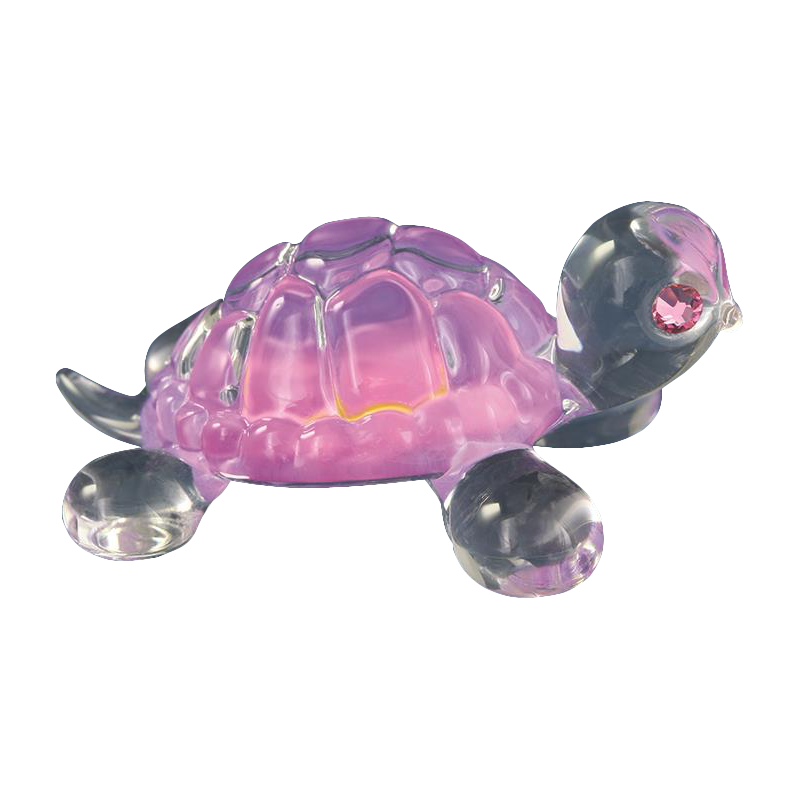 Glass Baron Pink Turtle Collectible Figurine Accented with Crystal Eyes