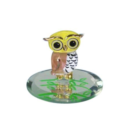 Glass Owl Handcrafted Figurine Accented with 22kt Gold