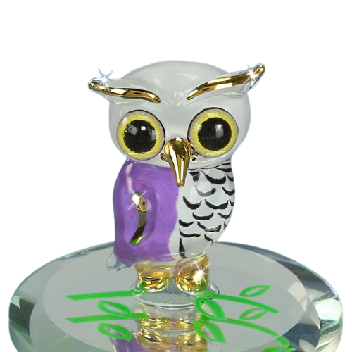 Glass Baron Snowy Owl Figurine with 22kt Gold Accents