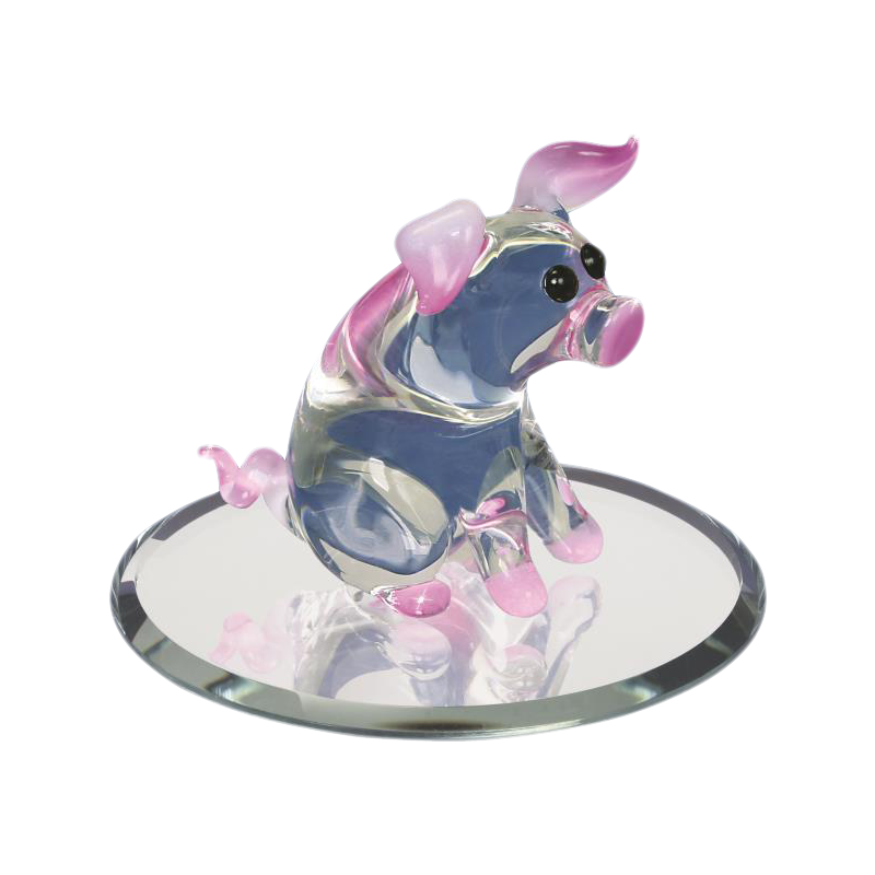 Glass Pig Collectible Figurine with Crystals accents