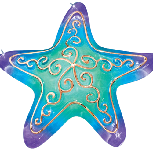 Glass  Handmade Ocean Jewel Starfish Figurine with 22Kt Gold