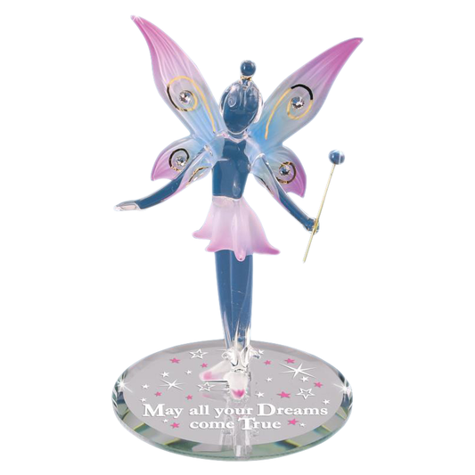 Glass Fairy Figurine with Crystals and 22kt Gold Accents