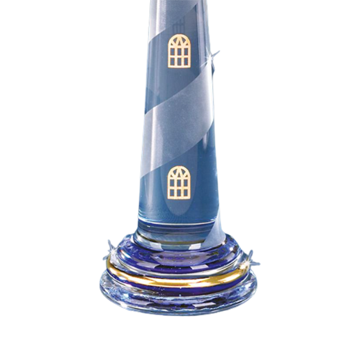 Handcrafted Blue Glass Lighthouse Figurine with Crystals Accents