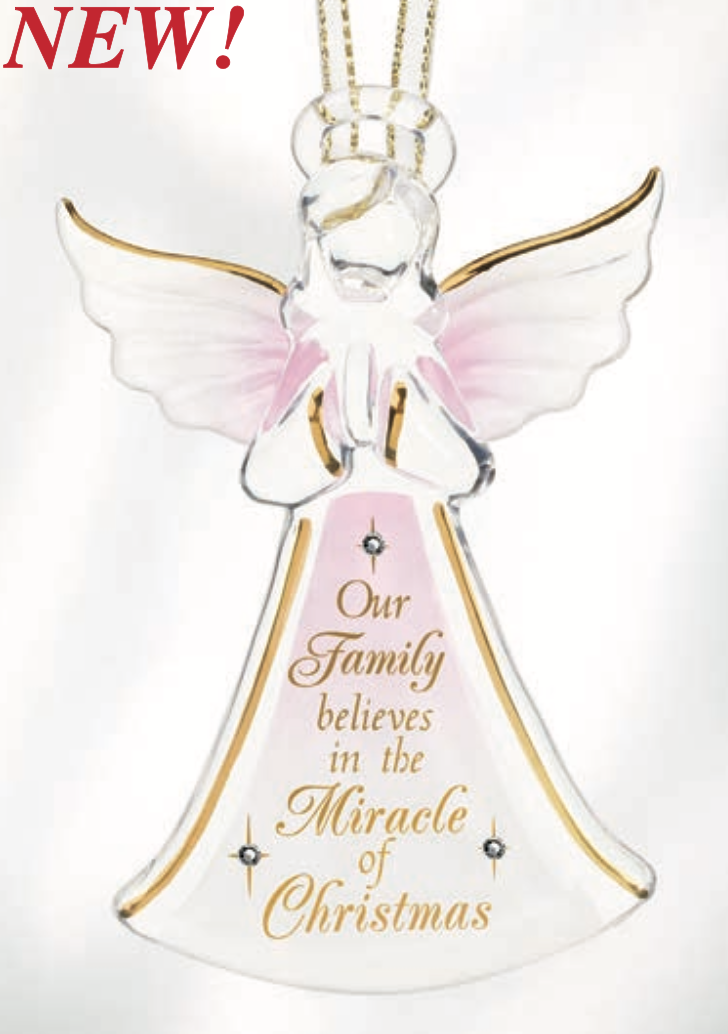 Glass Baron Angel Ornament Our Family Believes in the Miracle of Christmas