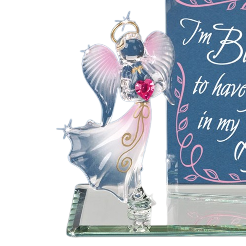 Glass I'm Blessed Angel Figurine W/ Genuine Crystals Accents