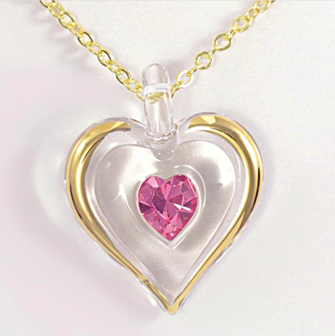 Glass Baron October Birthstone Heart Necklace