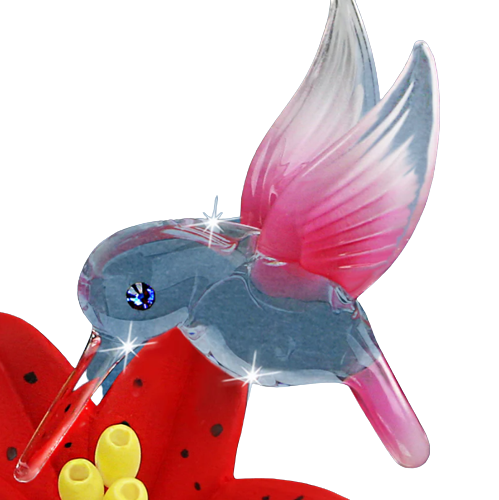 Glass Baron Hummingbird with Red Lily Figurine
