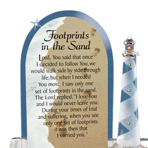 Footprints in the Sand ~ Crystal & 22kt accents ~ Lighthouse
