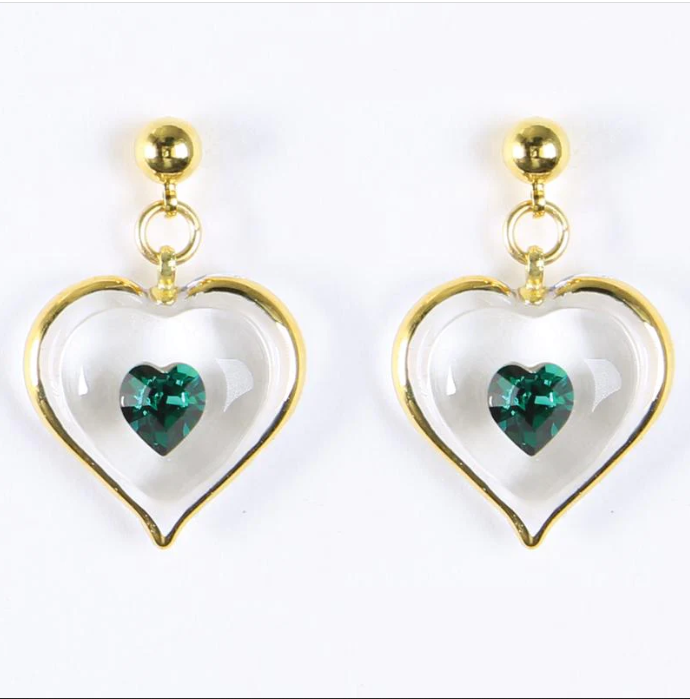 Glass Baron "May Birthstone Heart Earrings"
