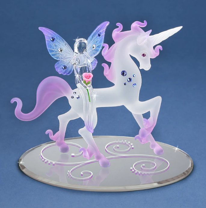 Glass Unicorn Magical Fairy Collectible Figurine Crystal Accents