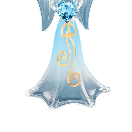 Glass Blue Angelique Angel Figurine with Genuine Crystal Accents