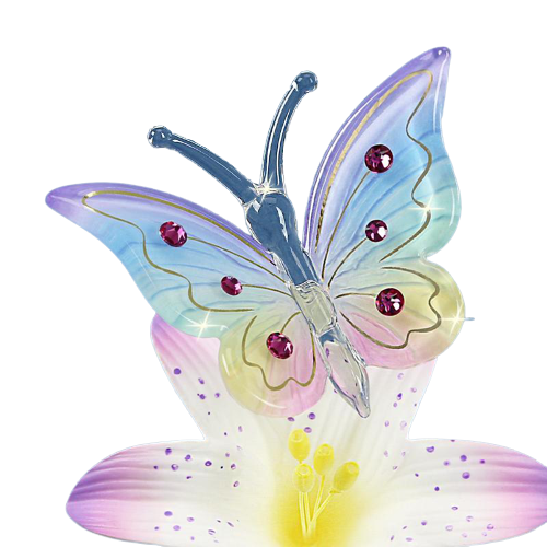 Glass Baron Butterfly and Lavender Lily Collectible Figurine