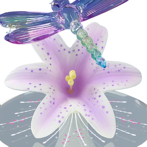 Glass Baron Lavender Lily with Dragonfly Collectible Figurine