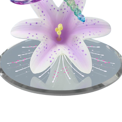 Glass Baron Lavender Lily with Dragonfly Collectible Figurine