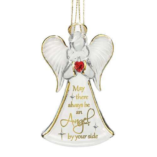 Glass Baron Angel Ornament with Red Crystal Heart