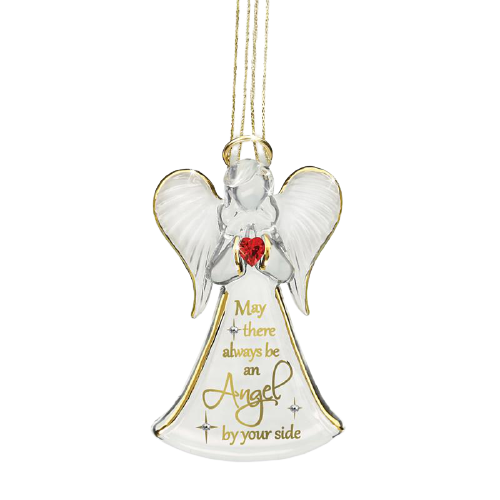 Glass Baron Angel Ornament with Red Crystal Heart