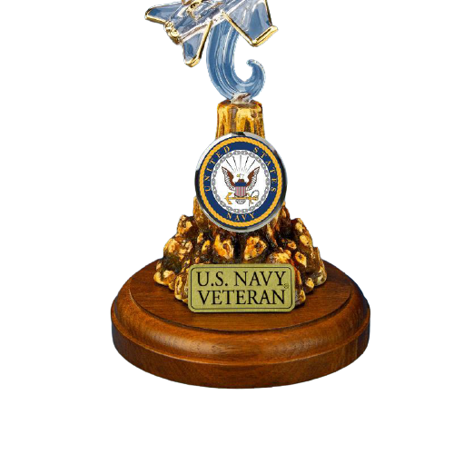 Glass U.S. Navy Veteran F-18 Jet Military Collectibles Figurine