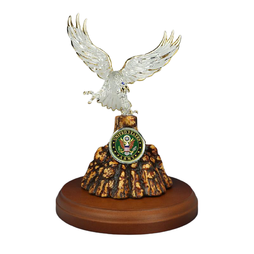 U.S. Army Eagle Glass Collectible Figurines with Crystal Accents