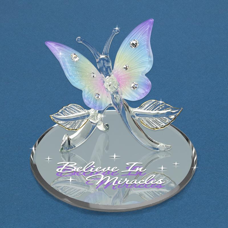 Glass Baron Rainbow Butterfly Believe in Miracles Figurine