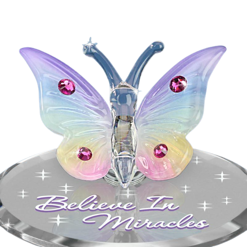 Glass Baron Rainbow Believe in Miracles Butterfly Figurine