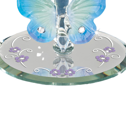 Glass Blue Butterfly with Crystals Collectibles Figurine