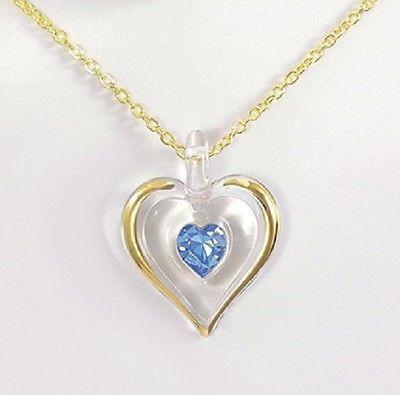 December Birthstone Necklace Large Glass Blue Crystal