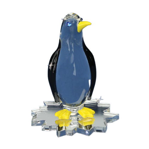 Glass Baron Chilly Penguin Figurine with Crystal Blue Eyes