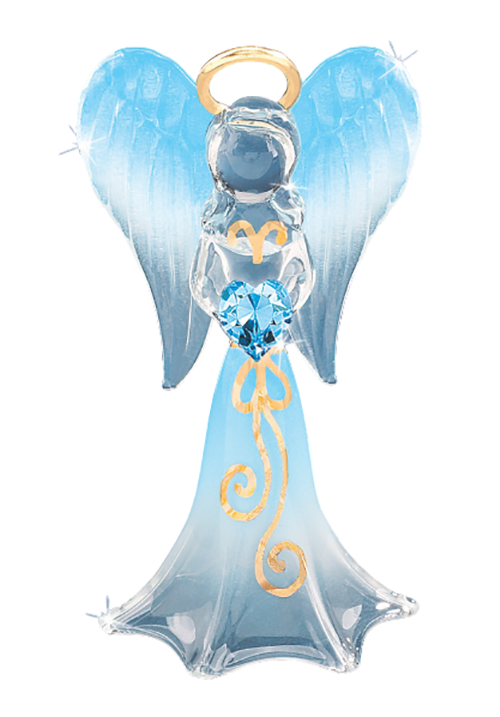 Glass Blue Angelique Angel Figurine with Genuine Crystal Accents