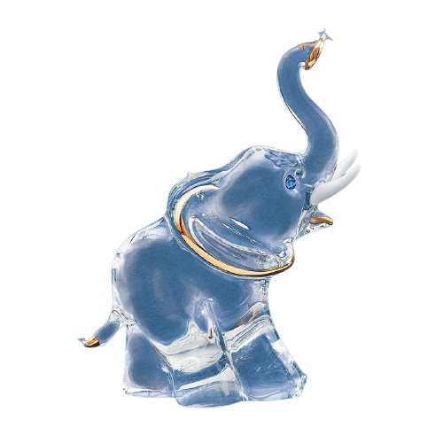 Glass Elephant Collectible Figurine with Genuine Crystals Accents
