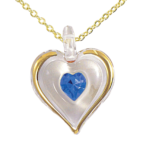 Glass Baron September Birthstone Heart Necklace with Crystal Accents