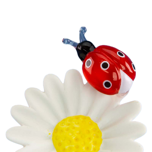 Glass Ladybug & Daisy Figurine Accented with Genuine Crystals