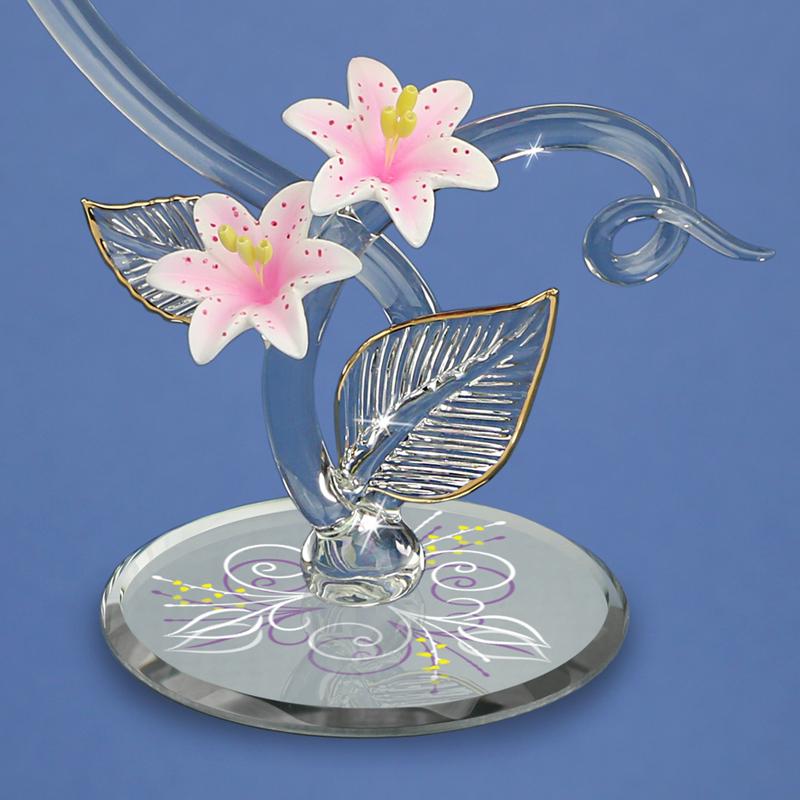 Glass Large Hummingbird Feeder Figurine with Crystals Accents