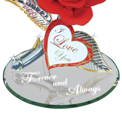 Glass Baron Forever and Always Red Rose Figurine