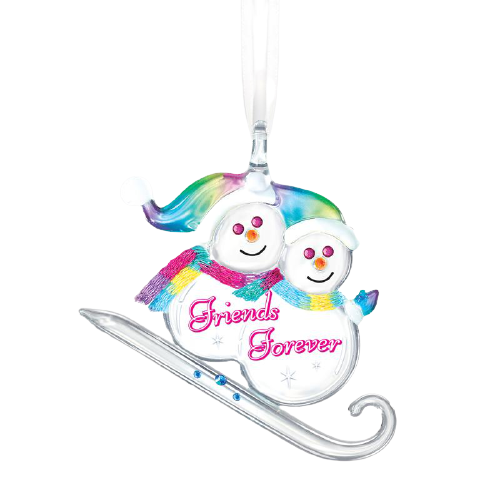 Glass Baron Handcrafted Snowman Ornament Friends Forever