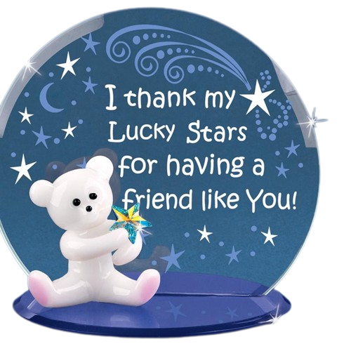 Glass Bear Figurine "Friends" Accented with Genuine Crystals