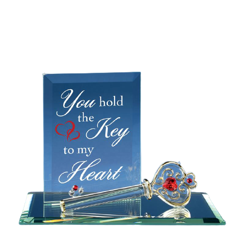 Glass Baron Key to My Heart Collectible Figurine with Crystals and 22kt Gold Accents