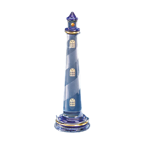 Glass Baron Blue Lighthouse Figurine with Crystals Accents